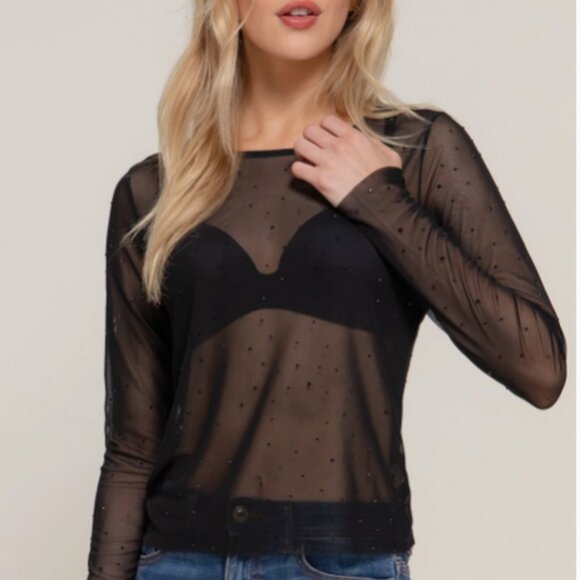 CLEAR OUT!!! Sheer Rhinestone Top - Picture 4 of 7